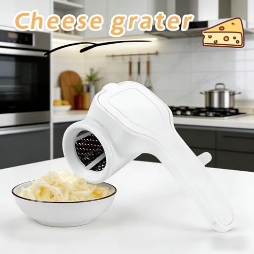 Manual Rotary Cheese Grater, Stainless Steel Drum, Easy Clean