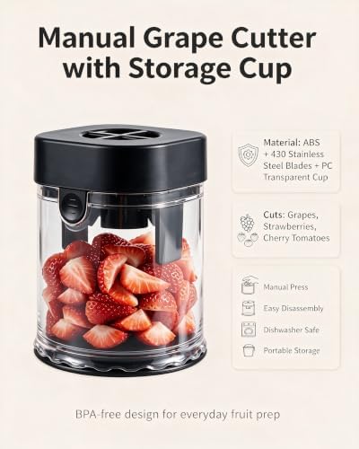 Grape Cutter for Toddlers 1-3 & Baby, Strawberry Slicer, Black - Image 2