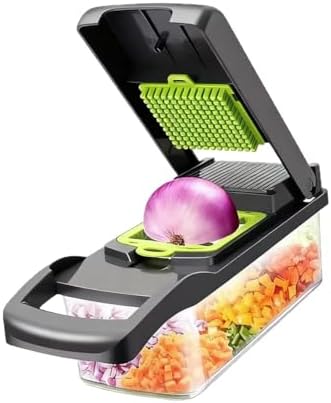 16-Piece Vegetable Chopper - 11 Interchangeable Blades Veggie Chopper with Container, Mandoline Slicer, Onion Chopper Dicer, Professional Food Cutter & Slicer Set for Kitchen - Image 3