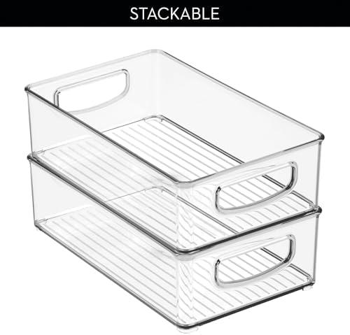 Stackable Pantry Bin with Handles, Set of 2, Clear