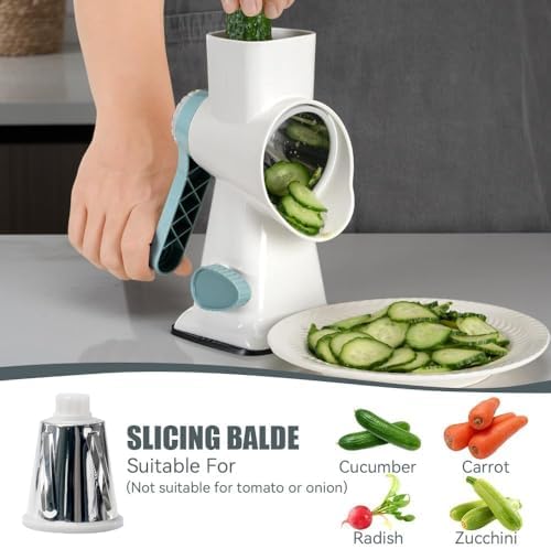 KEOUKE Rotary Cheese Grater, Hand Crank Shredder Slicer - Image 2