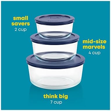 Simply Store (3-Pack) Glass Food Storage Containers Set (2, 4, 7 Cup)