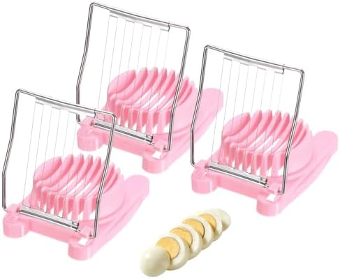 uxcell 3 Pack Egg Slicer for Hard Boiled Eggs, Stainless Steel Wire, Pink by uxcell