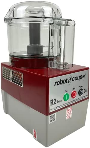 Robot Coupe R2CLRDICE, Combination Food Processor with 3 Quart Clear Polycarbonate Bowl, 4 Stainless Discs, Pulse Control, 120v, 1725 RPM, Vegetable Chopper, Gray/Red, Commercial Kitchen Use - Image 4