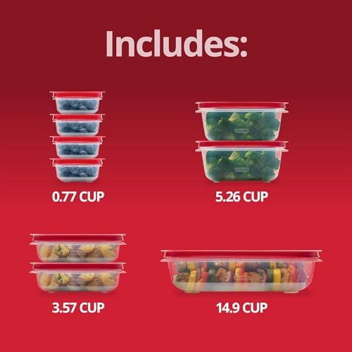 EasyStore Large Containers, 18-Piece Set, Food Storage Containers with Lids