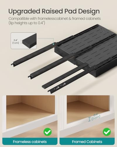 2 Pack Expandable Pull Out Cabinet Organizer 21"Deep 3 Rail Slide