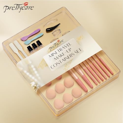 PrettyCare Gifts for Women 38 Pcs Mini Travel Makeup Containers Set, Small Empty Container & TSA Approved Travel Bottles Kit with Brushes, fLeak-Proof Cosmetic Jars & Bottles for Travel, and Sample - Image 2