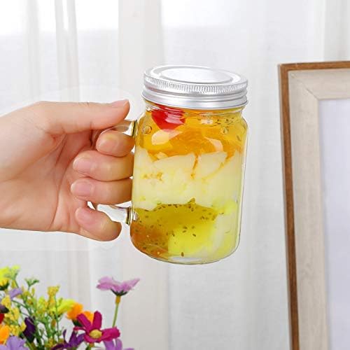8oz Mason Jar Mug with Handle and Golden Lids, Set of 12
