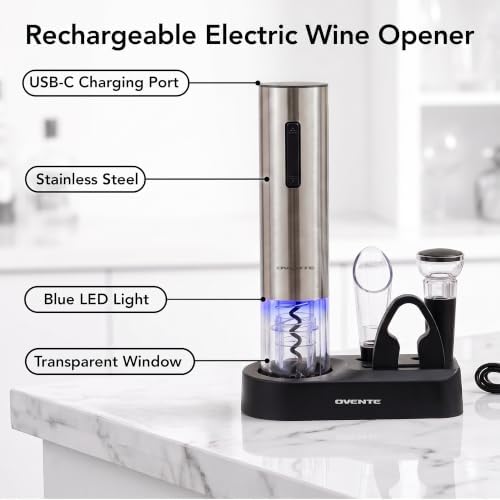 Rechargeable Electric Wine Opener Set, Silver, WBR446S