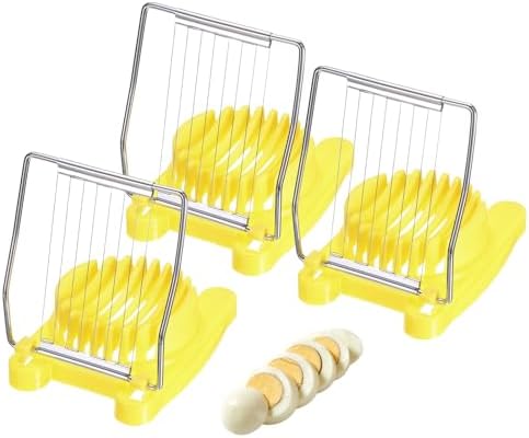 uxcell 3 Pack Egg Slicer for Hard Boiled Eggs, Stainless Steel Wire, Yellow by uxcell