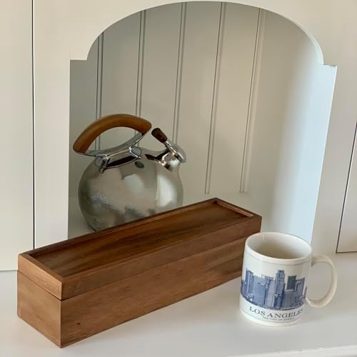 Large 5 Compartment Tea Box, Acacia Wood Tea Bag Organizer With Lid