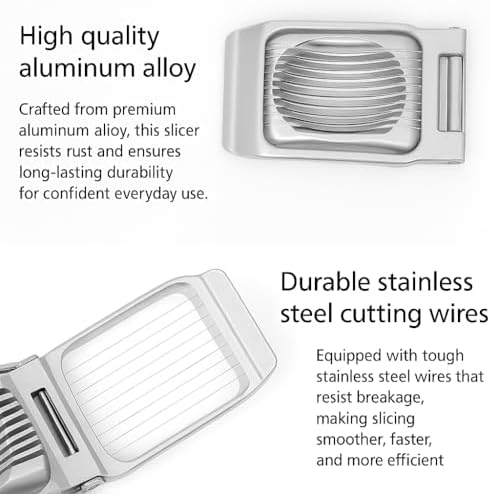 OCHI Stainless Steel Egg Slicer, Heavy Duty Aluminum Cutter for Hard Boiled Eggs, Dishwasher Safe, Perfect for Strawberries & Soft Fruits - Image 6
