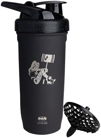 Smartshake DC COMICS Reforce Stainless Steel Protein Shaker Bottle 900 ml | 30 oz - Leakproof Screw-on Lid - BPA Free – Unisex - Non Insulated - Harley Quinn Logo by Smartshake