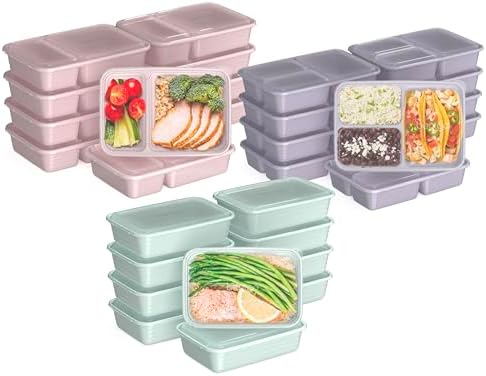 Prep Meal Prep Kit, 1, 2 & 3-Compartment Containers, 60 Piece Set