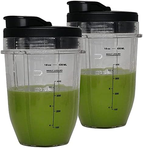 Replacement 18oz Jar Cup with Spout Lid for Nutri Ninja Blender Auto iQ 900w 1000w Series BL640/641/BL642/BL642W/BL642Z (2 Pack, 18oz) - Image 4