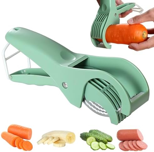 Upgrade 2 pack Stainless Steel Banana Strawberry Cucumber Carrot Egg Sausage Thin Slicer Cutter kitchen gadget (green) by Unknown