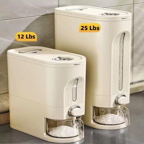 Rice Dispenser and Grain Container Storage with Lid,Rice Container with Measuring Cup,Moisture Proof Household Cereal Dispenser Bucket for Kitchen Soybean Corn Oatmeal,12Lbs