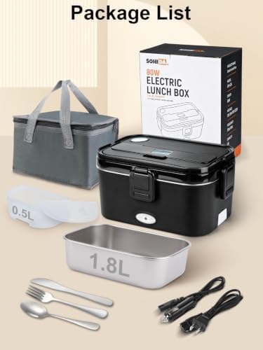 1.8L Heated Lunch Box for Men, Portable Food Warmer for Car/Truck/Office