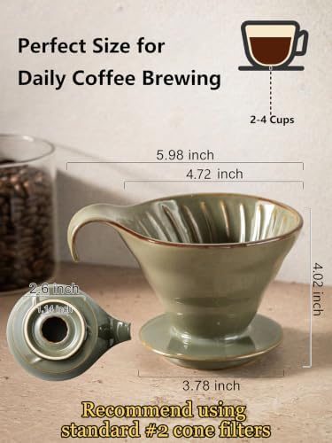 Pour Over Coffee Maker Ceramic Coffee Dripper, Single-Hole Cone