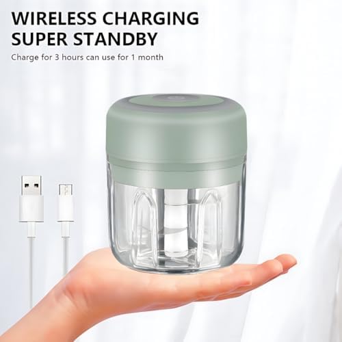 Electric Baby Food Maker & Garlic Chopper, USB Rechargeable Mini Processor, Easy Clean Design, 250ML (Green) - Image 6