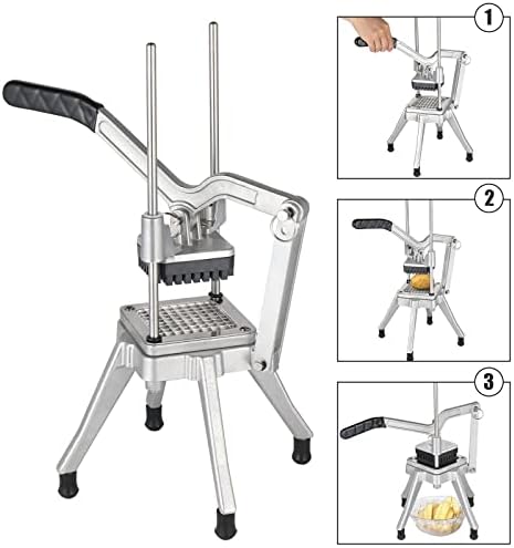 ROVSUN Commercial Vegetable Chopper French Fry Cutter Potato Slicer Fruit Chopper, Super Value Set of Suction Feet, 1/2'', 3/8'', 1/4'', 8-Wedge Blades and Pusher Blocks for Restaurant, Home & Kitchen - Image 3