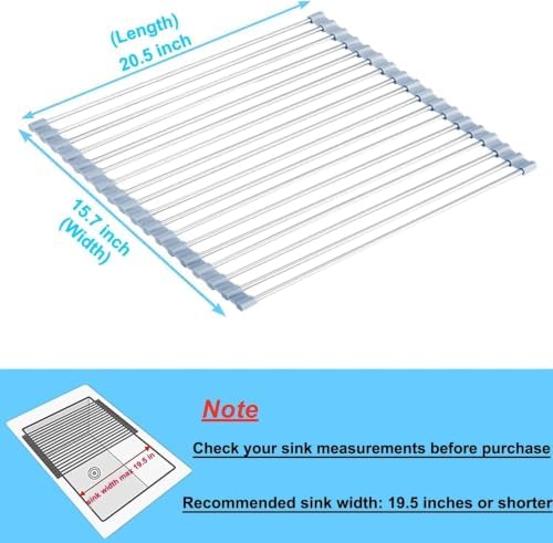 Extra Large 20.5"x13.7" Roll Up Dish Drying Rack Over The Sink Dish Drainer for Kitchen Counter, Sink Drying Rack Drying Mat Folding Rack Kitchen Sink Organizer Home Essentials
