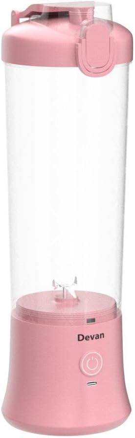 Portable Blender,270 Watt for Shakes and Smoothies Waterproof USB Rechargeable with 20 oz BPA Free Blender Cup and a Travel Lid. (Pink, 20 oz)