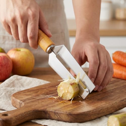 2Pcs Pineapple Peeler, Sugar Cane Peeling Knife, Thickened Stainless Steel Fruit Peeler with Wood Handle for Home Kitchen