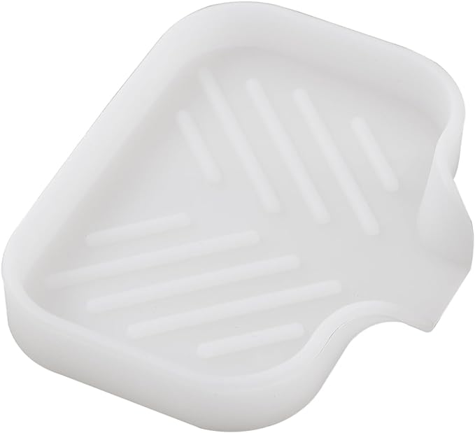 MicoYang Silicone Soap Dish with Drain Spout, Self-Draining Sink Organizer Tray for Bathroom & Kitchen, Sponges, Dispensers & Soap Holder, Non-Slip & Dishwasher Safe, Translucent (Compact, 4.9"×3.2")