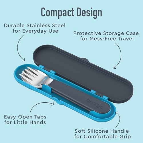 Kids Stainless Steel Utensil Set with Fork, Spoon, & Storage Case