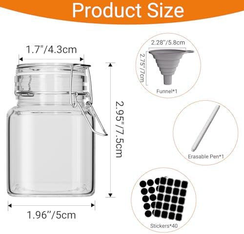 12 Pack 4 oz Mini Square Spice Jars with Airtight Hinged Lid