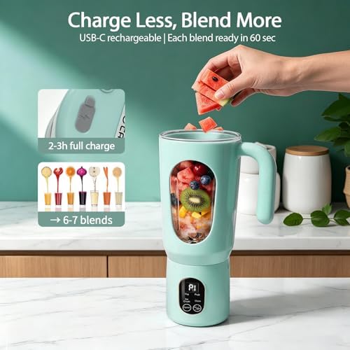 Portable Blender for Smoothies, 580ML USB-C Rechargeable Personal Blender - Image 4