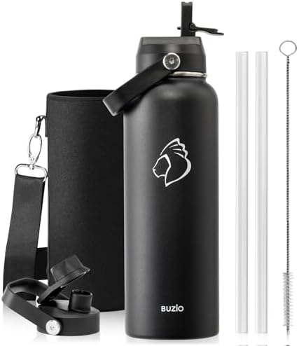 Triple Wall Vacuum Water Bottle with Dust-Proof Straw & Spout Lids