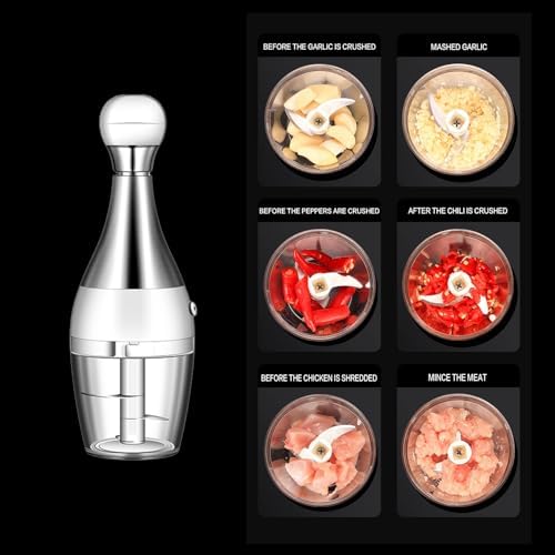 Garlic Nut Onion Kitchen Chopper Dicer, Onion Slicer, Garlic Hand Chopper Mini Stainless Steel, Pecan Chopper, Nut Chopper Manual Glass Jar (1) - Image 2