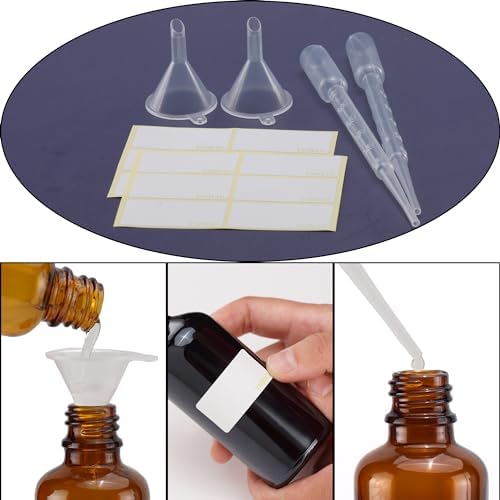 YIZHAO Black Glass Spray Bottles 4oz, with Small Fine Mist Spray, Metal Cap, Refillable for Essential Oil,Travel,Cleaning,Perfume,Aromatherapy,Makeup – 9 Pcs - Image 5