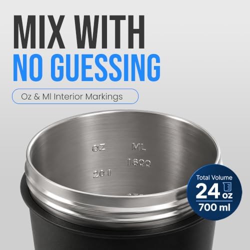 VELOMIX 24oz Stainless Steel Shaker Bottle with Wire Whisk, Black - Image 5
