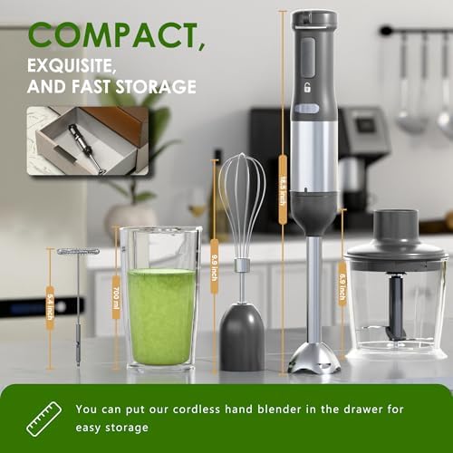 5-in-1 Cordless Immersion Blender with Rechargeable Handheld Battery - Image 3