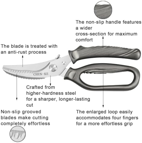 Rust Resistant Heavy Duty Multipurpose Kitchen Shears-Grey