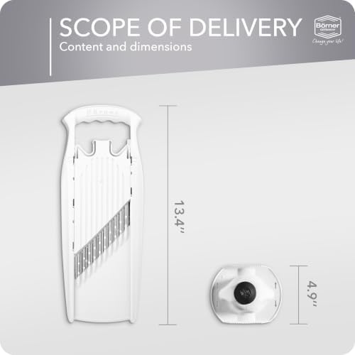 Börner by Reston Lloyd Wave-Waffle Power Line • Crinkle Cut/Spirelli Vegetable Slicer & Food Safety Holder • Slicer for Wave Waffle Cut Style • Multiple Thickness Options • Made in Germany, White - Image 6