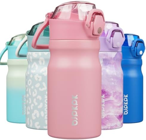 BJPKPK 14 oz Insulated Water Bottle, Straw, Handle, Stainless Steel Flask by BJPKPK