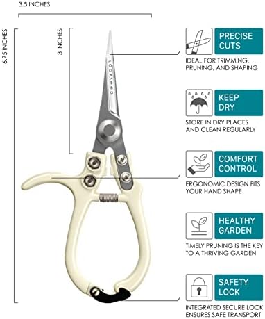 Precision Garden Trimming Scissors & Hand Pruner - Cream