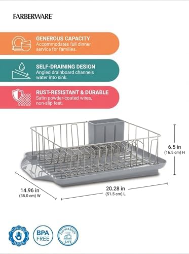3-Piece Dish Drying Rack Set Rust-Resistant Gray