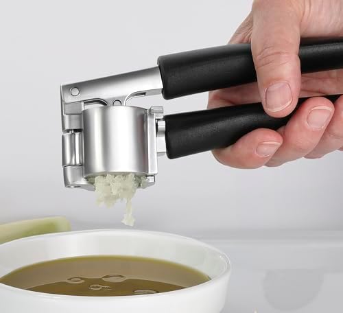 Stainless Steel Garlic Press with Non-Stick Coating, 8.5" x 2.4"