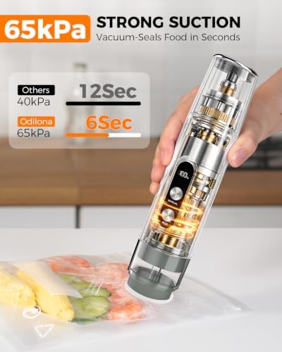 Compact Vacuum Sealer for Food with 3 Glass Containers and 20 Reusable Bags