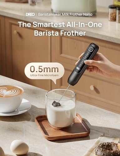 DREO Milk Frother Handheld, Coffee Drink Hand Mixer Wand, BaristaMaker Nano