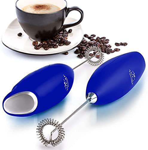 Zulay Kitchen Milk Frother Handheld Electric Whisk, Drink Mixer Wand, Blue - Image 2