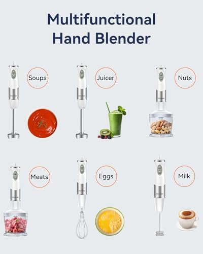 Immersion Blender Handheld 1000W 5 in 1 Corded Stick Hand Blender Kitchen with 12 Speed, BPA-Free, Mixing Beaker, Chopper, Whisk, Milk Frother, Perfect Emulsifier for Soup, Baby Food, Sauce, Puree - Image 5