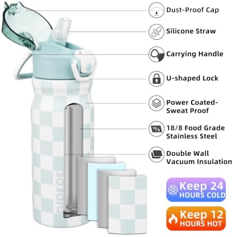 BJPKPK 18 oz Water Bottle with Straw & Handle, Insulated Stainless Flask - Image 2