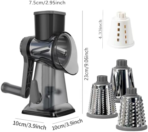 Rotary Cheese Grater with Handle, Multifunctional Cheese Shredder