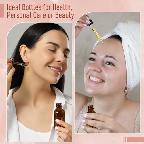 12 pcs, 1 oz Amber Dropper Bottles w/ 3 Stainless Steel Funnels & 1 Long Glass Dropper - 30ml Glass Bottles with Eye Droppers, Leakproof Essential Oils Bottle for Health, Personal Care & Beauty - Image 5